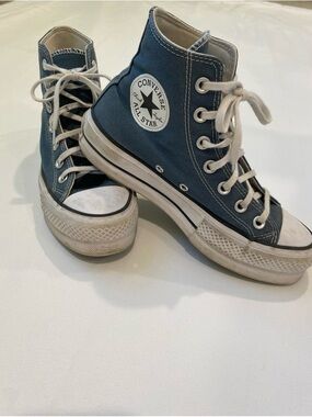 Converse High Top Sneakers in Denim Blue with White Accents